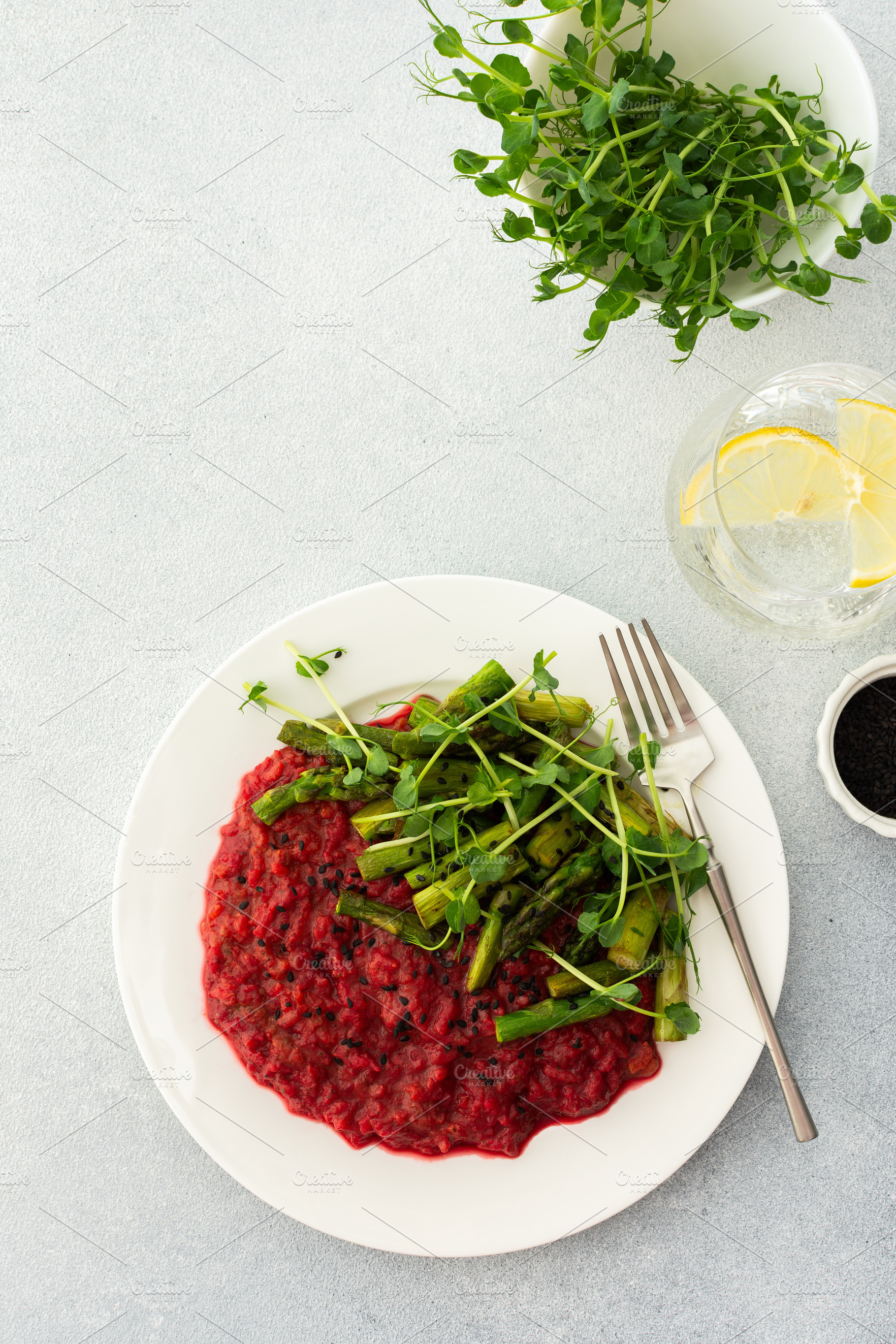 Beetroot risotto with rice, a Food & Drink Photo by Pundateam