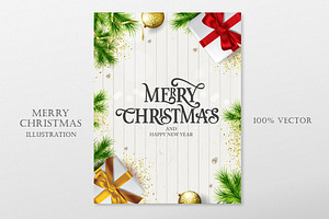 Merry Christmas illustration, a Poster Template by Anna's Lettering