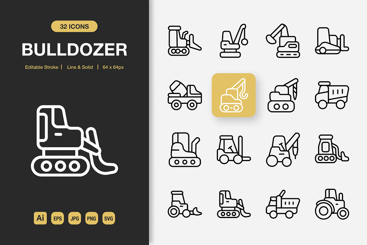 Bulldozer Icons, an Icon by Spacepixel Creative (Photo 1 of 3)