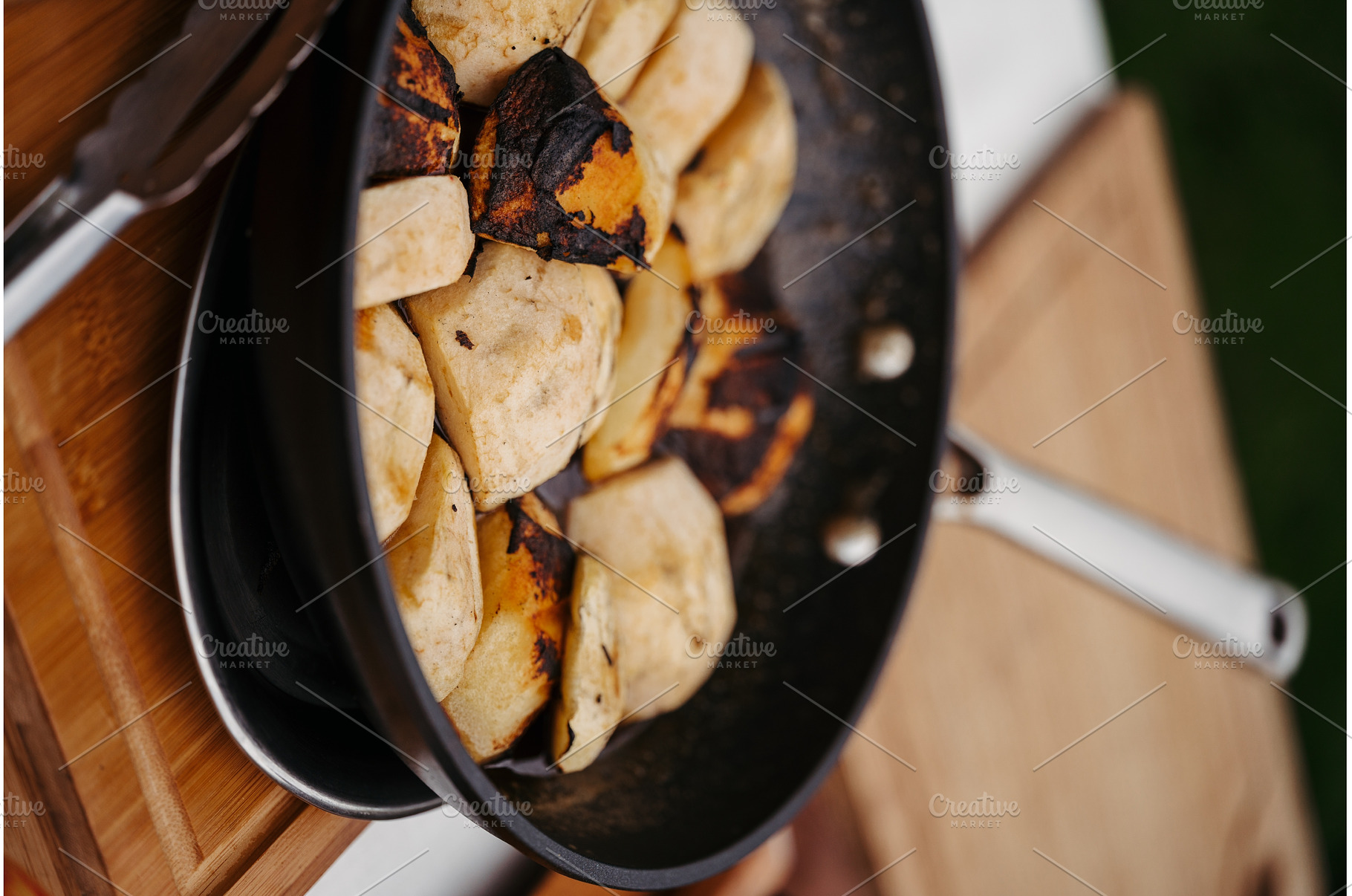 Chef cooking apples with brown sugar, a Food & Drink Photo by HalfPoint