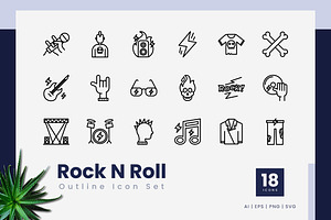 Rock N Roll Outline Icons, an Outline Icon by Zeer Graphic