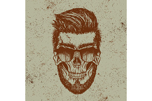 Hipster Skull Of Human With Sunglasses