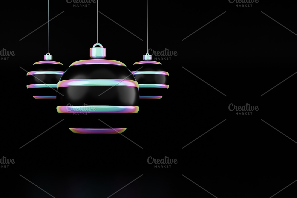 Holographic Christmas 3D Set, a Decorative Illustration by Lunarts Studio (Photo 3 of 8)
