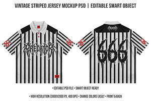 Vintage Striped Jersey Mockup PSD