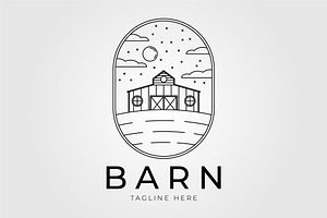 barn of husbandry line art logo, an Illustration by Rizkaarishandy_shop
