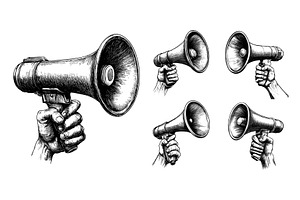Hand holding megaphone loud, an Object Illustration by Onyx