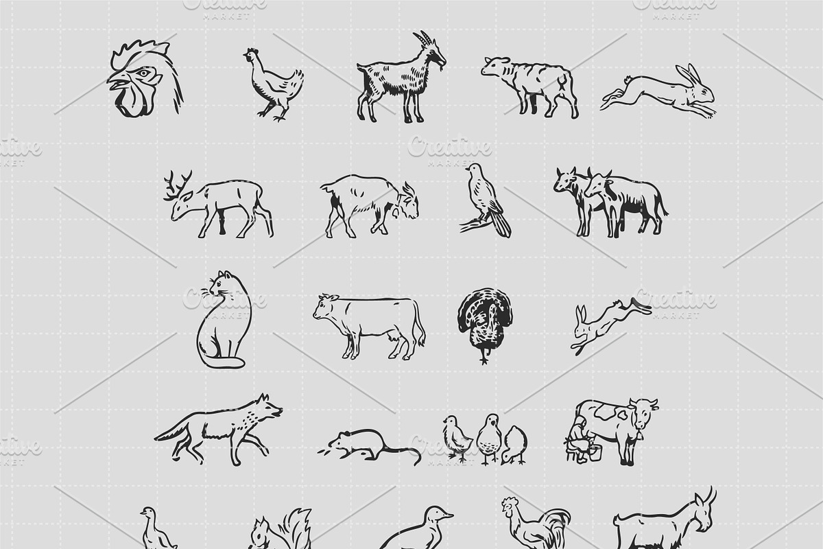 Vintage Farm Animal Illustrations, a Graphic by FM Era Studio (Photo 2 of 2)