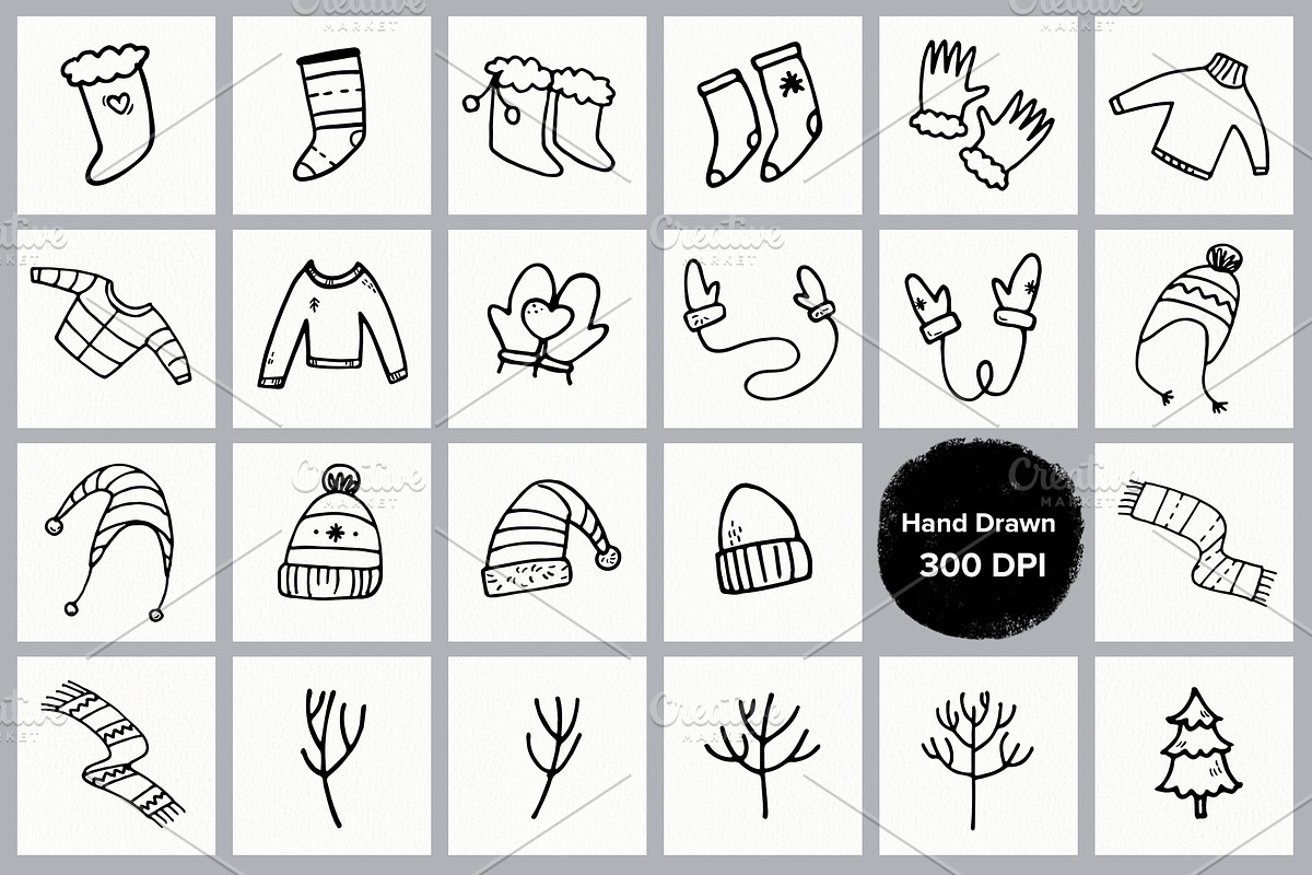 Winter Doodles set, an Object Illustration by Ekaterina Goncharova (Photo 2 of 7)