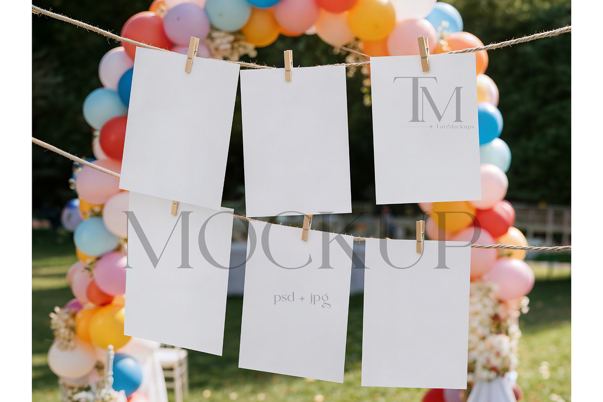 Hanging Seating Chart Cards Mockup, an Advertising Mockup by TatiMockup (Photo 1 of 4)