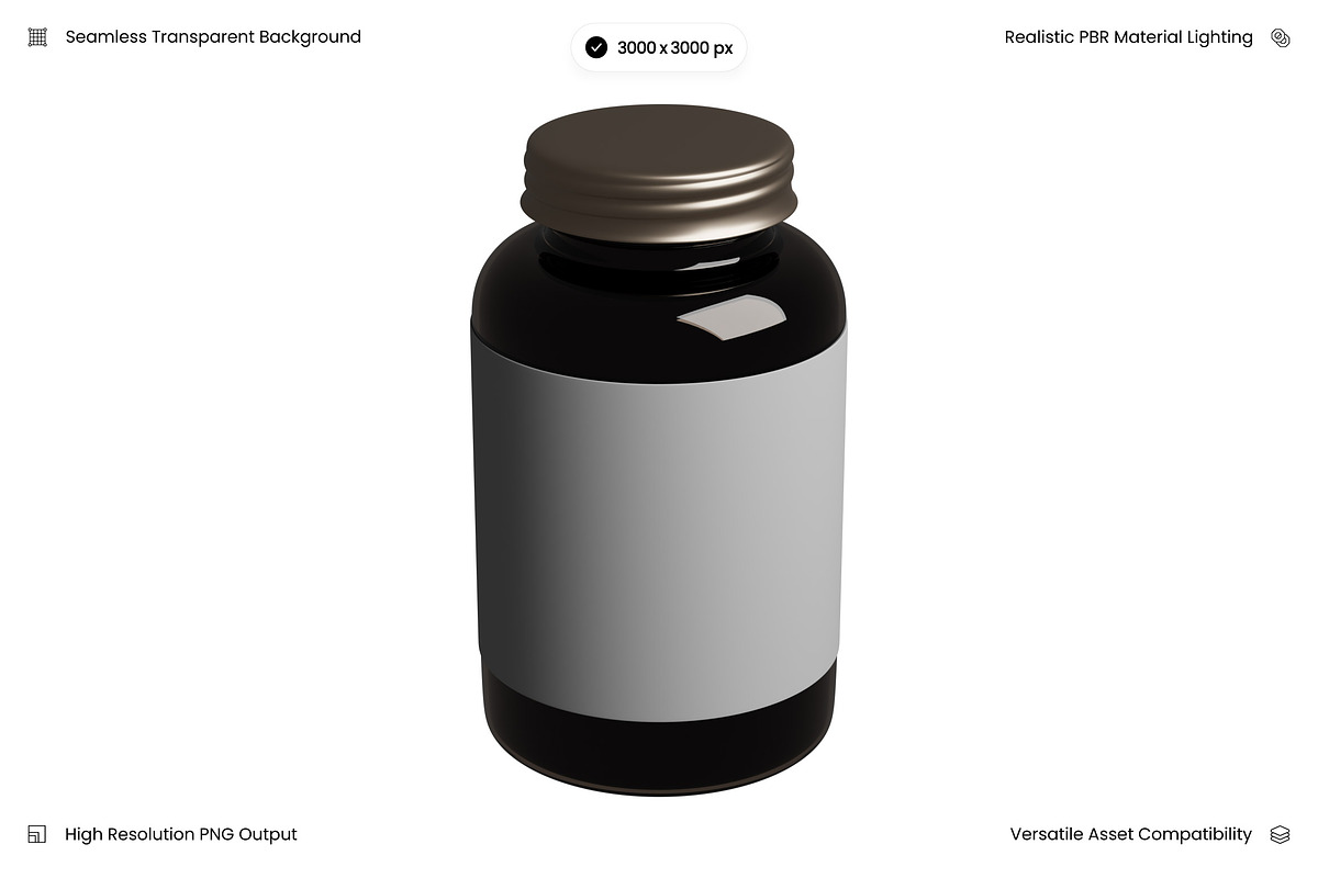 Black Glass Jar with Metal Lid 3D, an Object 3D Model by Wencory (Photo 2 of 3)