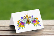 Honey bee with flowers, a Decorative Illustration by blackmoon9 (Thumbnail 2 of 3)