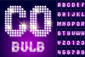 Disco lamp of 80s font with stars