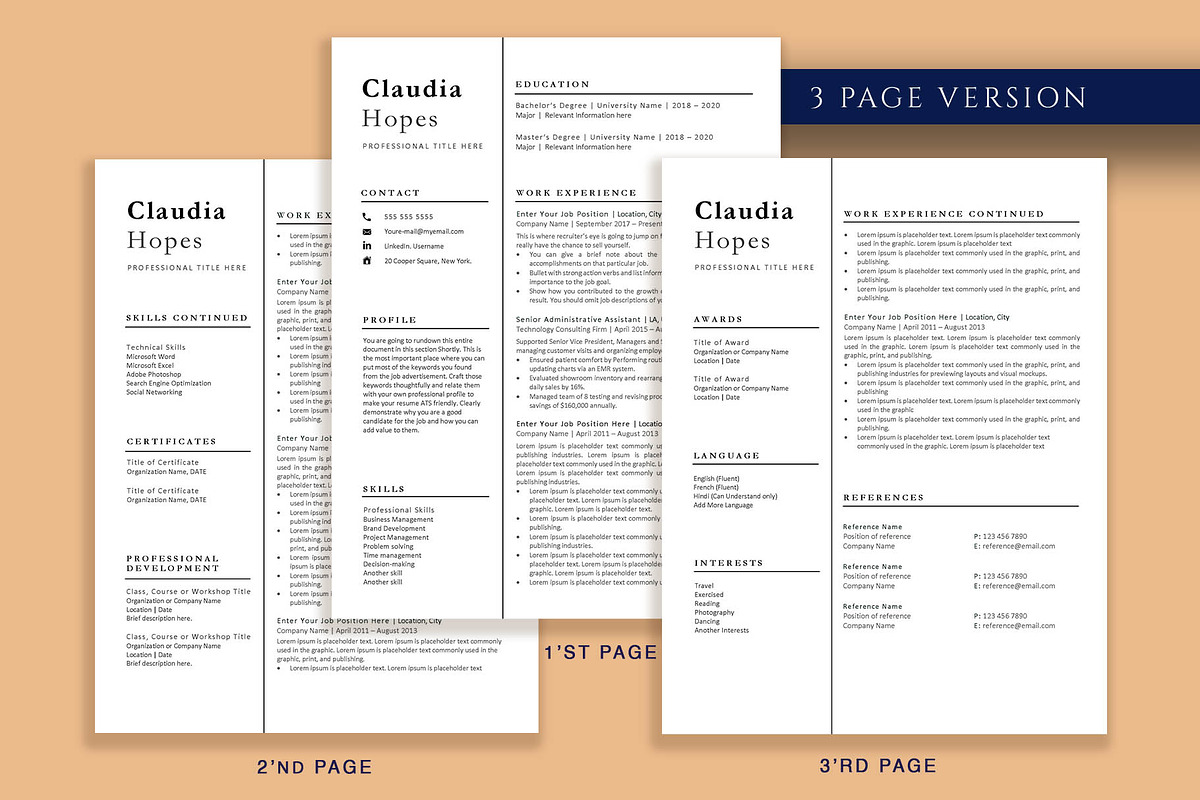 Professional Resume Template Word, a Resume Template by VictoriousVita (Photo 4 of 8)