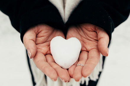 Snow heart snowball in girl hands, a Holiday Photo by Lenor4ik