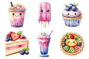 Kawaii Pastel Desserts Clipart, an Illustration by SinaCreation (Thumbnail 2 of 5)