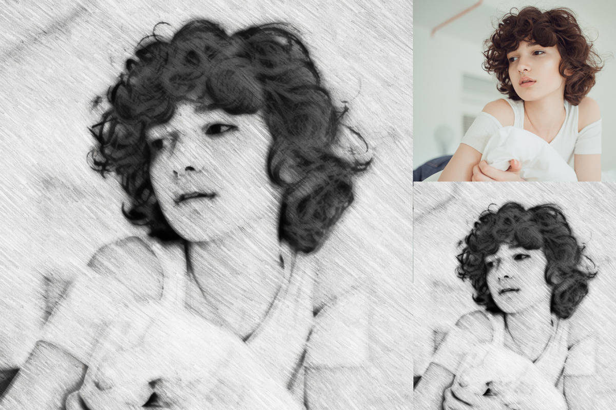 Pencil Sketch Portrait PS Action, an Action Add-On by MRI STUDIO (Photo 3 of 12)