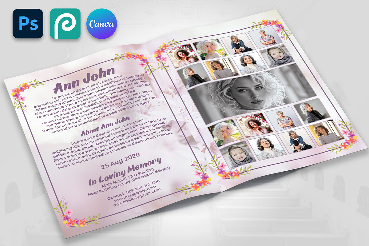 Funeral Program Bifold Brochure, a Brochure Template by Psd Templates (Photo 2 of 3)