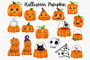 Halloween pumpkin watercolor clipart, an Illustration by AkiraVilla (Thumbnail 2 of 10)