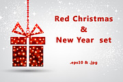 Red Christmas & New Year set, a Decorative Illustration by Vjom (Thumbnail 1 of 12)