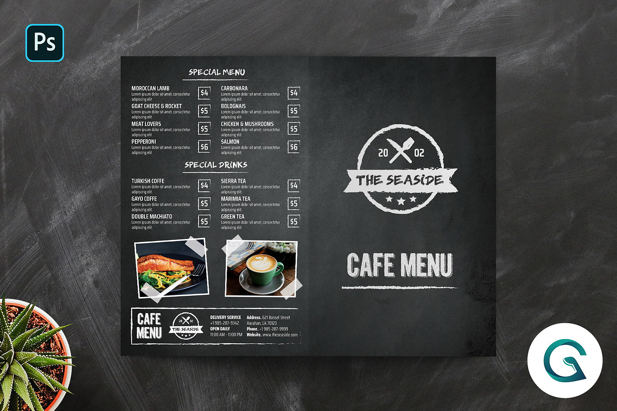 Bifold Blackboard Menu Template, a Brochure Template by Geelator Studio (Photo 2 of 3)