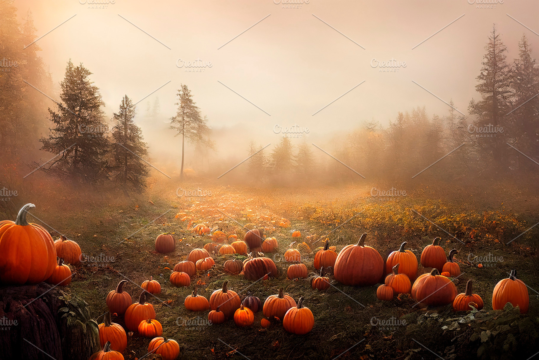 Halloween pumpkins field landscape, a Nature Photo by hitdelight