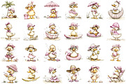 Whimsical Summer Beach Duck Clipart, an Illustration by designcity5 (Thumbnail 2 of 5)