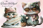 Whimsical Summer Cat Clipart Bundle, an Illustration by SVGArt (Thumbnail 1 of 9)