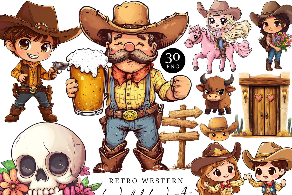 Retro Western Wild West Clipart, a Person Illustration by Design Scotch (Photo 1 of 8)