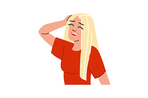 Blonde woman touching hair and, an Illustration by pikepicture
