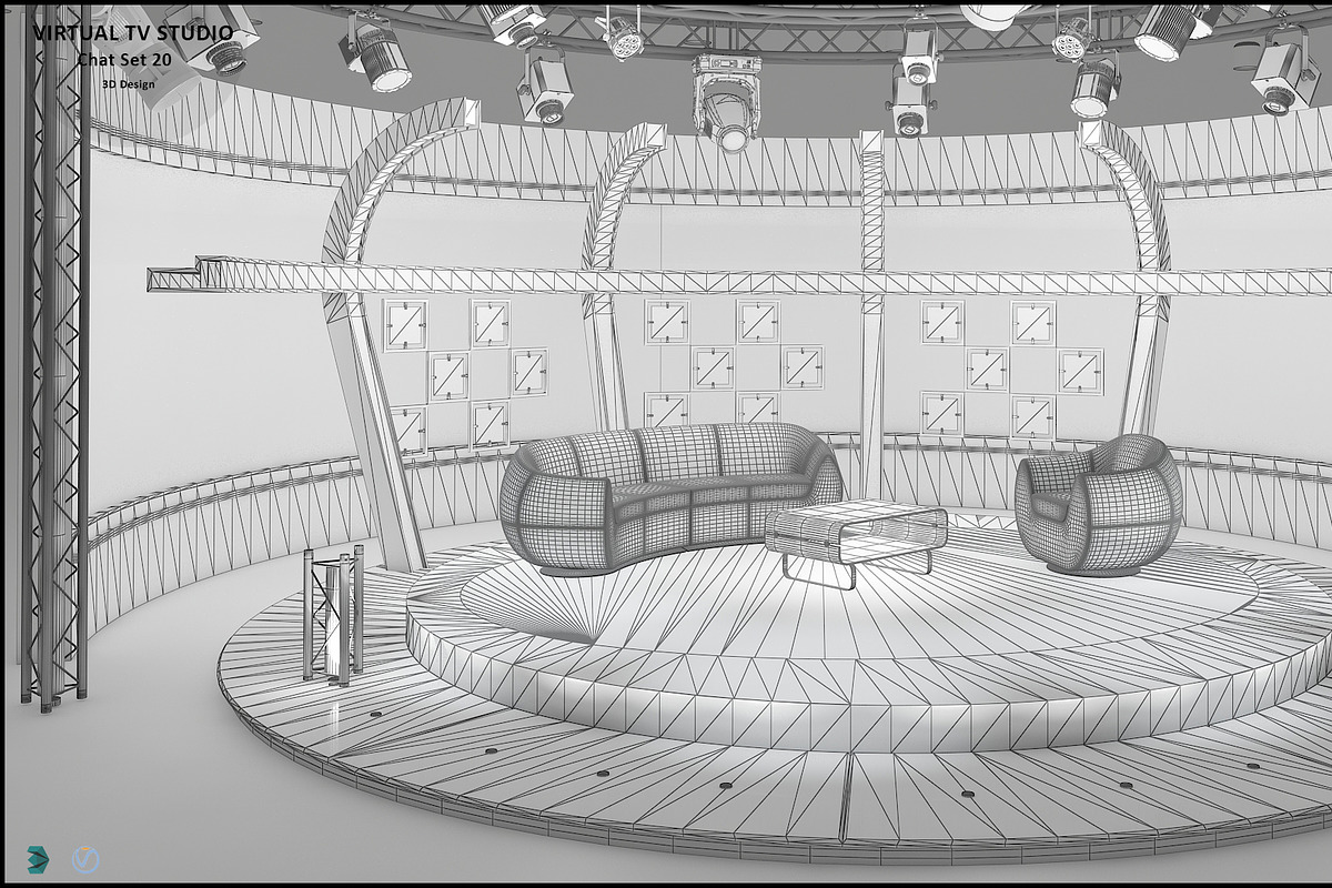 Virtual TV Studio Chat Set 20, an Architecture 3D Model by akerStudio (Photo 5 of 26)