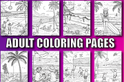 Summer Coloring Book for Adults V-4, a Seasonal Illustration by Design Zone (Thumbnail 3 of 7)