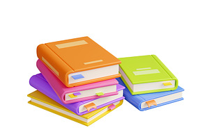 Pile Of Paper Books With Colorful