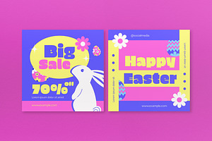 Blue Flat Design Easter Sale Banner