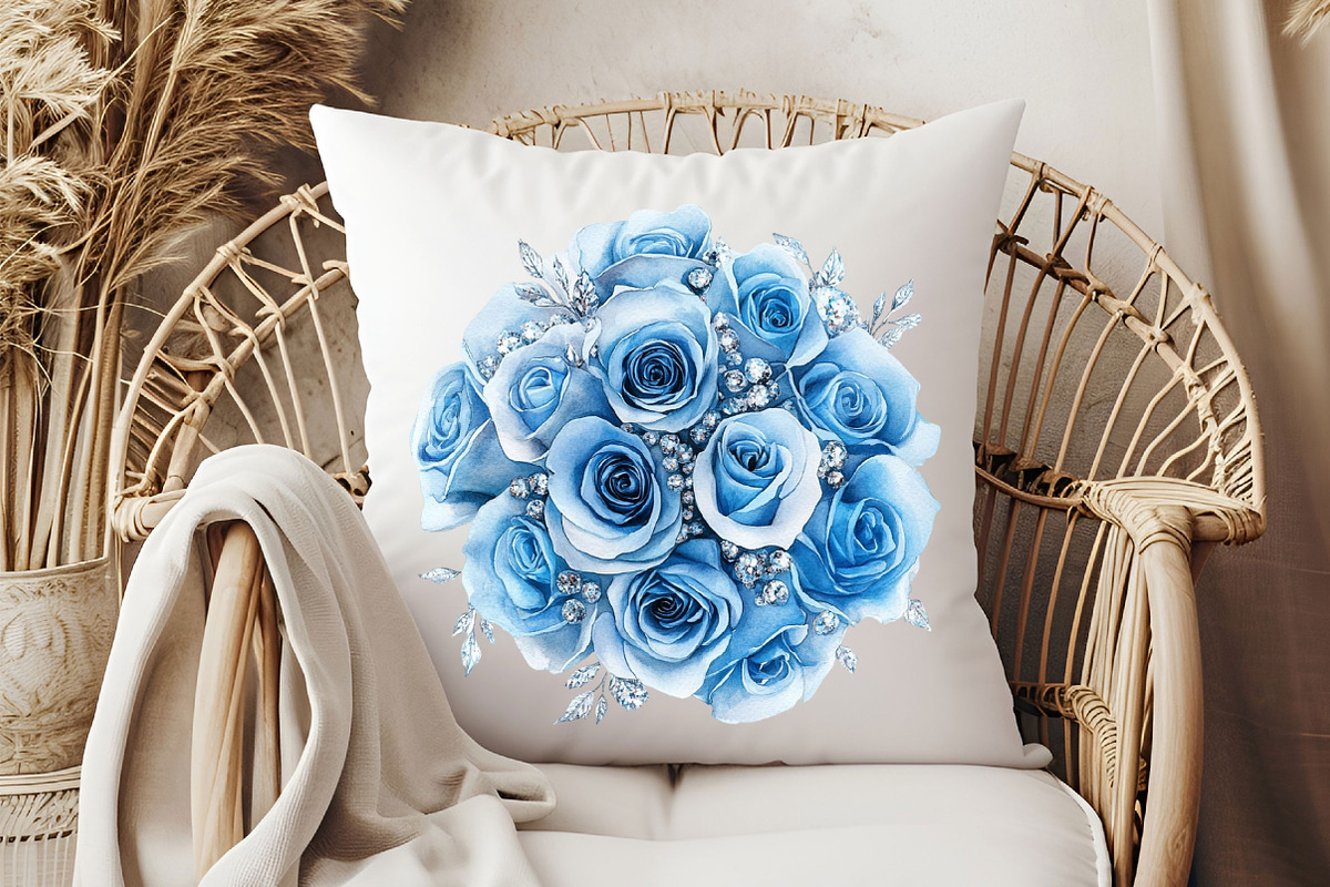 Baby Blue and Silver Glam Roses, an Illustration by Pixels.Craft (Photo 7 of 7)