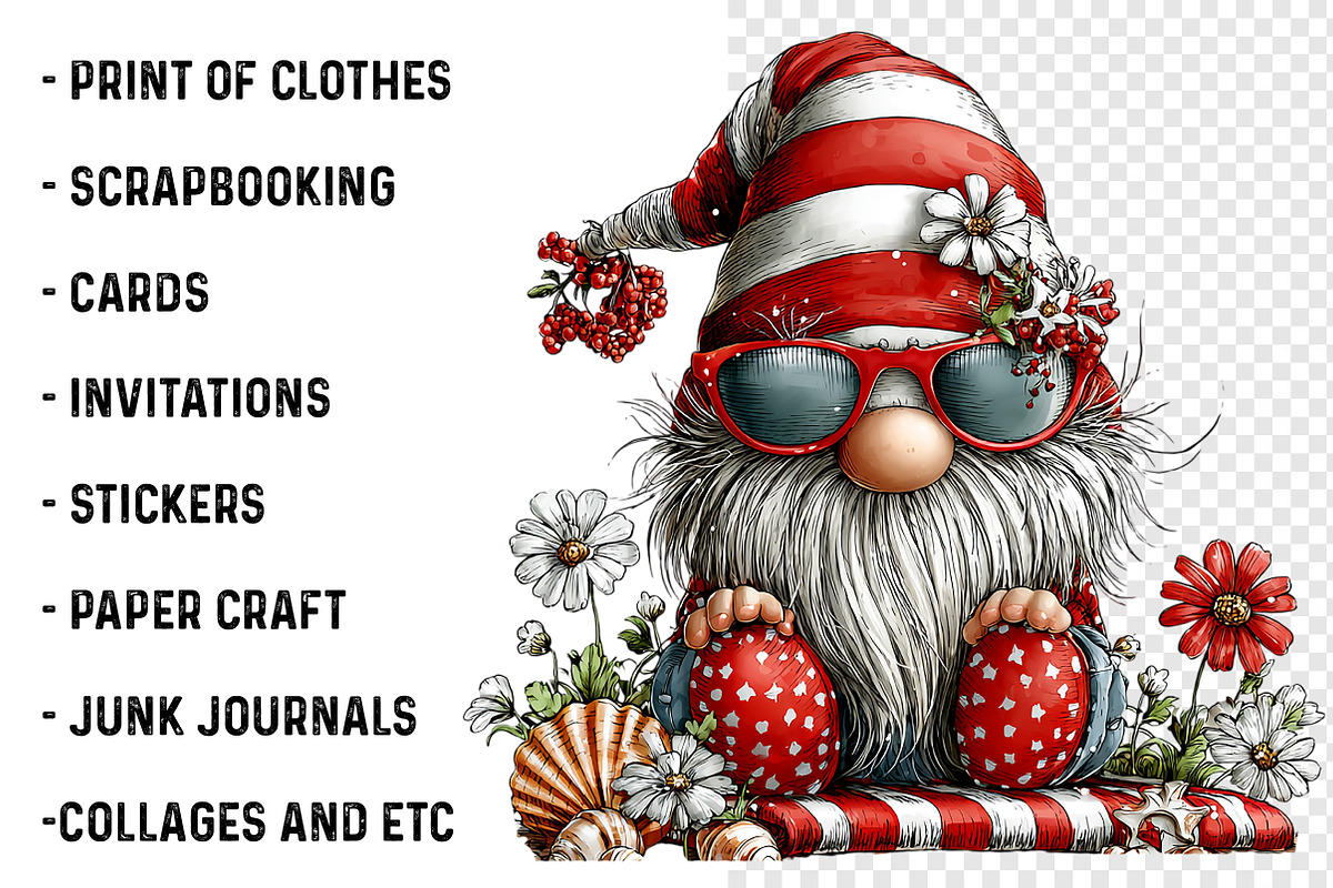 Watercolor Beach Gnome Clipart, an Illustration by SinaCreation (Photo 3 of 7)