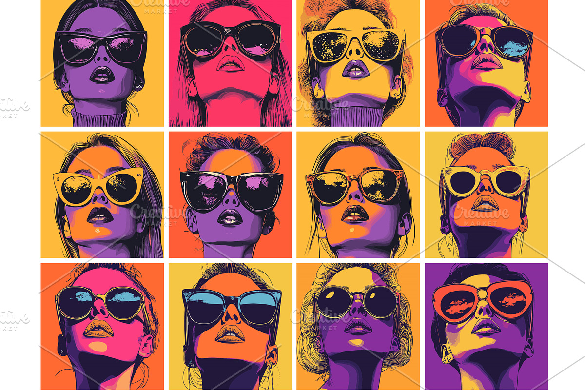 Woman avatars portraits cartoon, an Object Illustration by Onyx
