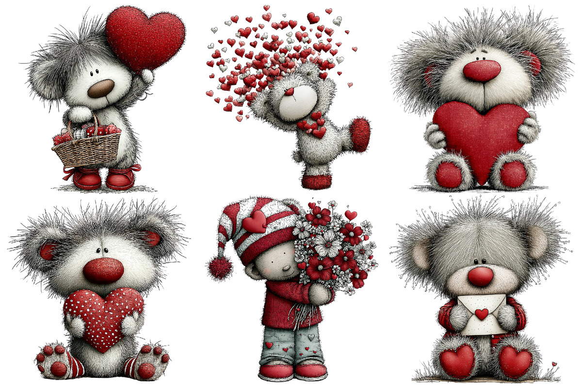Valentine Teddy Clipart, an Illustration by Pixels.Craft (Photo 3 of 5)