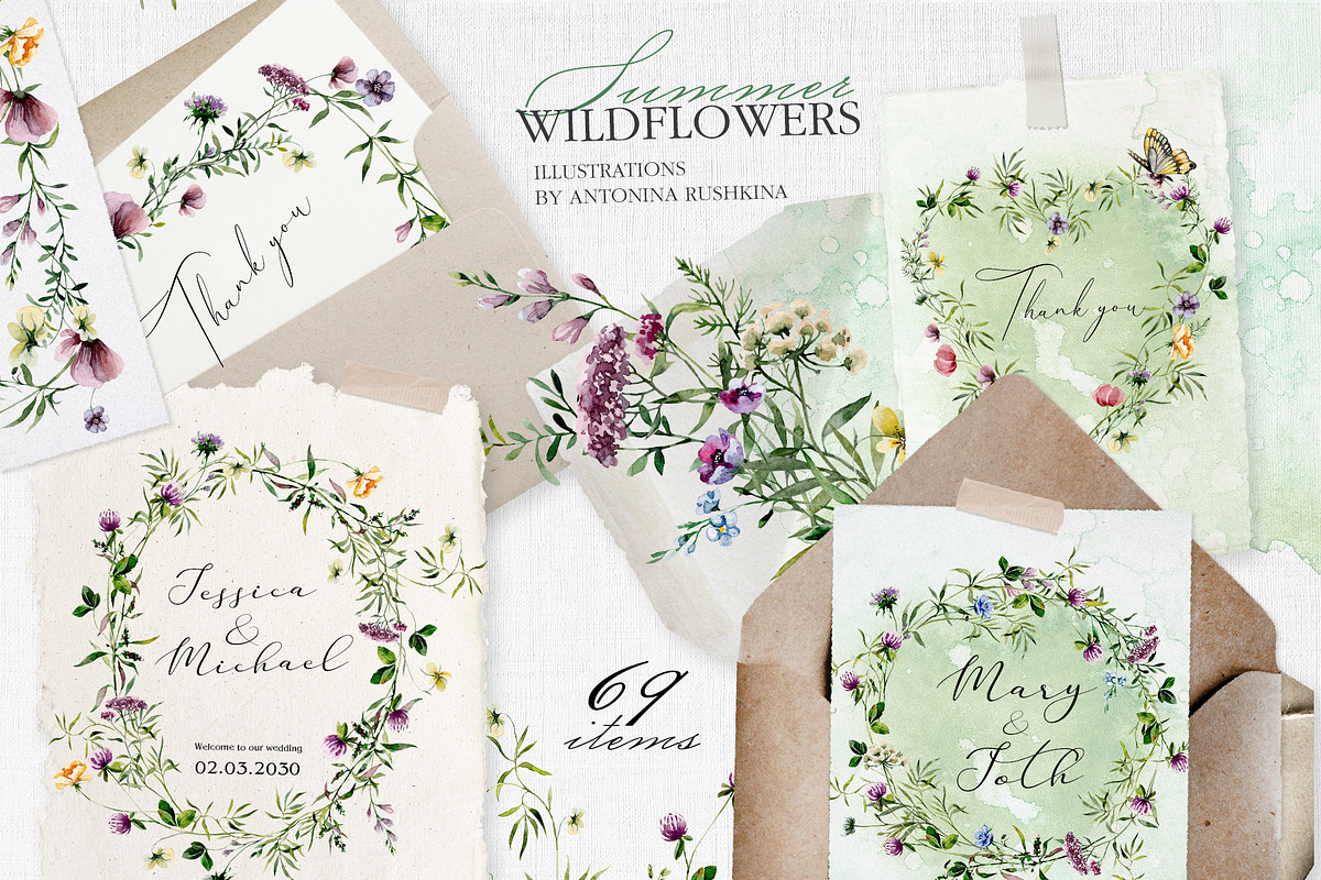 Watercolor set of wildflowers, an Illustration by RushkinaAntonina (Photo 2 of 8)
