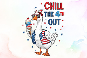 4th of July Goose Patriotic Chill th, an Illustration by Sublimation Artist