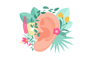 Hearing health care, audiology, an Object Illustration by Lemberg Vector