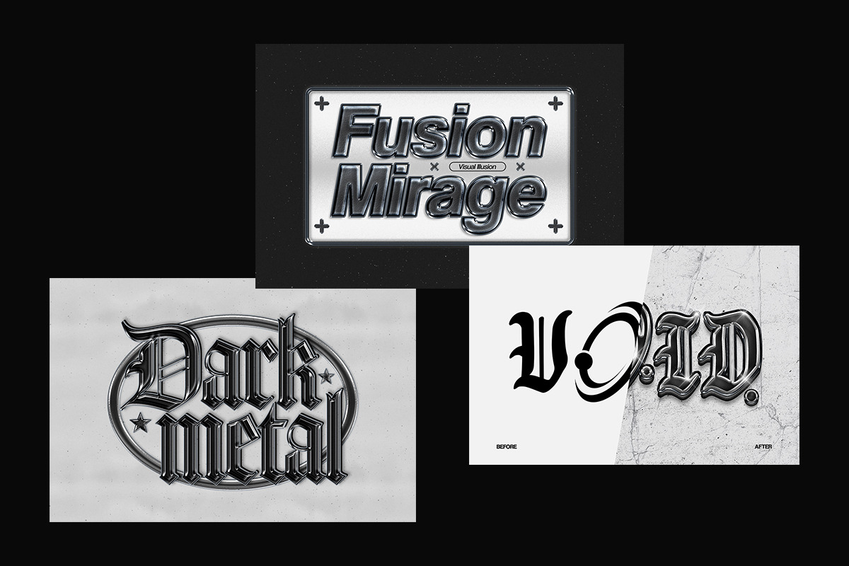 Dark Chrome Text Effect, a Layer Style Add-On by Matsero (Photo 2 of 4)