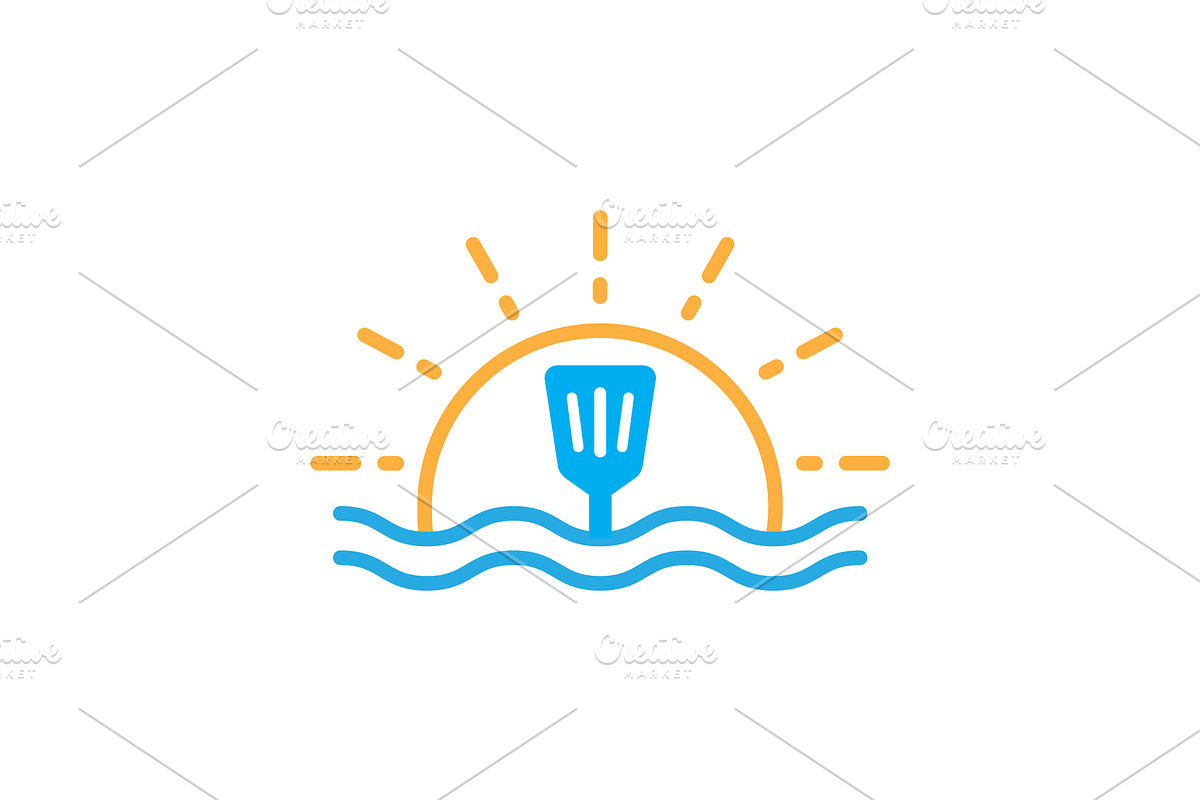 sunset food cooking minimal logo, a Branding & Logo Template by devastd