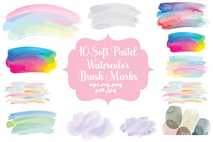 Soft Pastel Watercolor Brush Marks, a Decorative Illustration by Designer_Momina