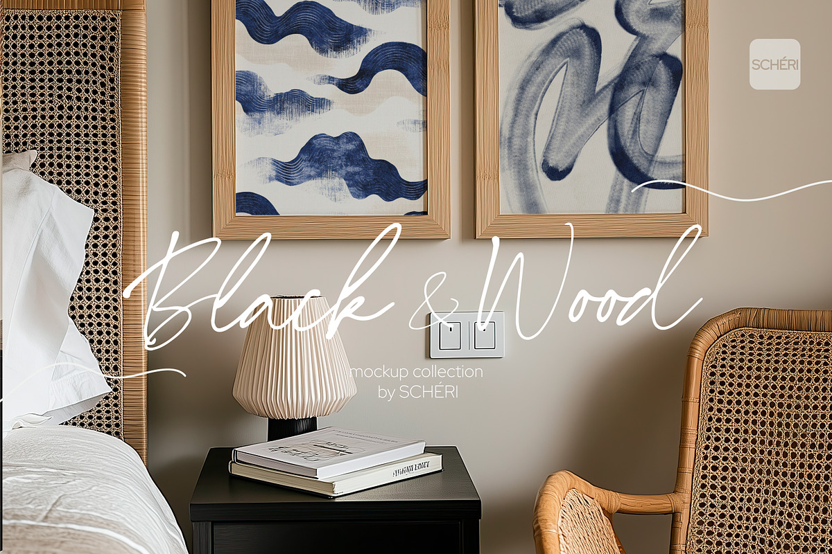 BLACK & WOOD | 32 Frame mockup set, a Household Mockup by SCHÉRI (Photo 1 of 14)