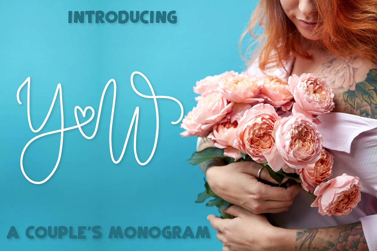 Couple's Monogram - Monoline Wedding, a Font by CraftyLittleNodes (Photo 1 of 8)