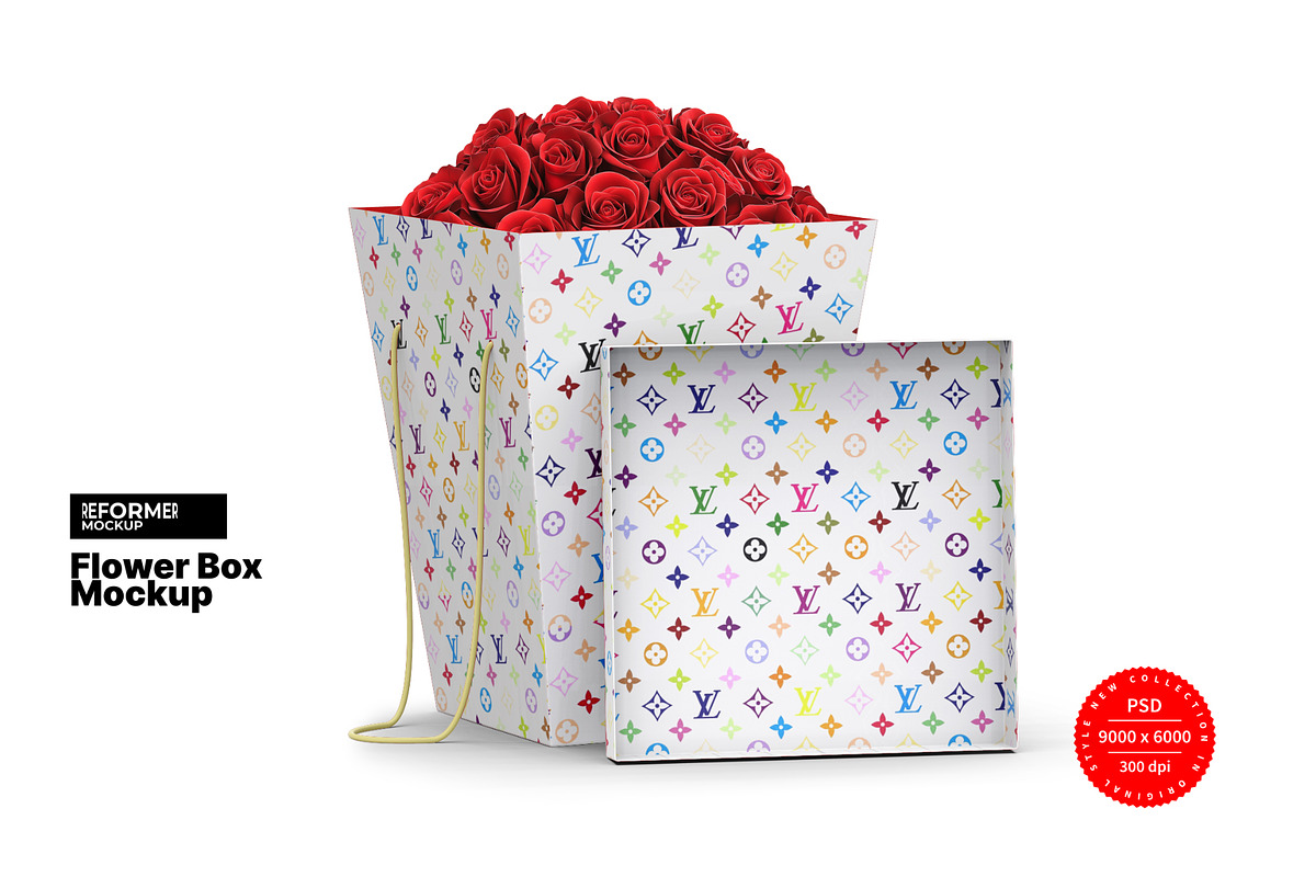 Flower Box with Lid Mockup, a Packaging Mockup by Reformer Mockup (Photo 3 of 5)