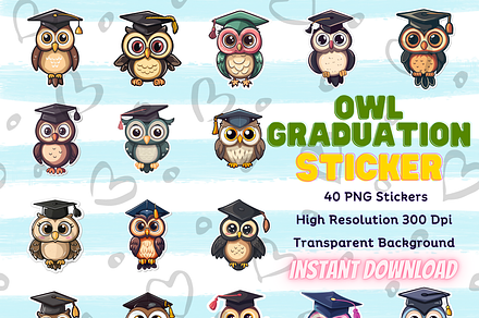 Owl Graduation Hat Stickers