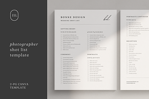 Photographer Shot List Canva