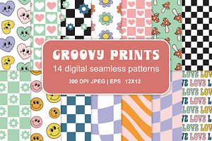 Groovy seamless patterns set