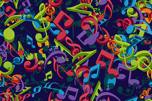 colorful music keys design, a Pattern Graphic by AAN Seamless Shop